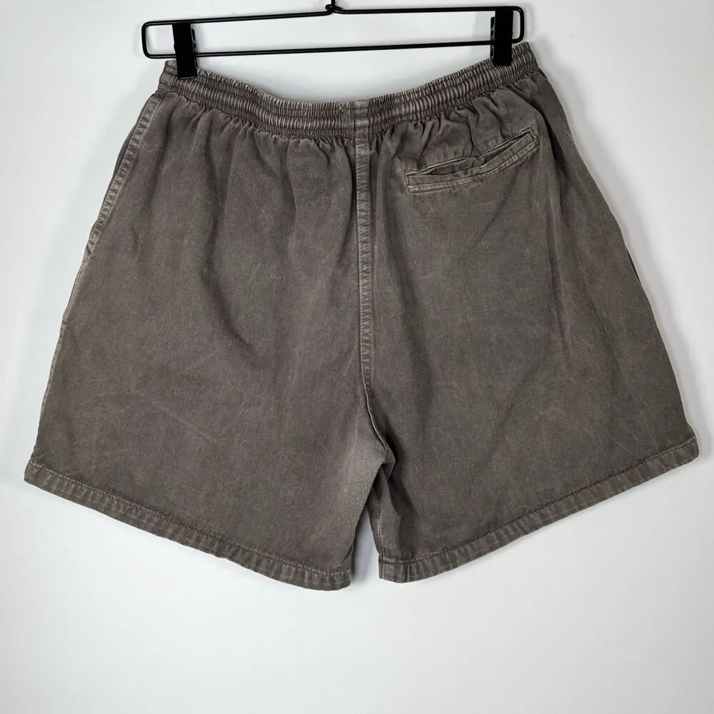 Malibu Shirts Mens Large‎ Shorts Brown Aloha Elastic Waist Drawstring Hawaiian